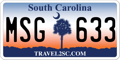 SC license plate MSG633