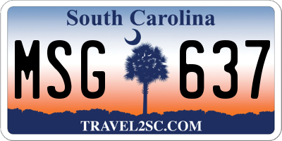 SC license plate MSG637
