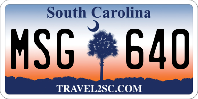 SC license plate MSG640