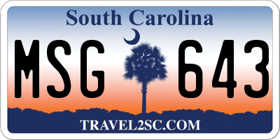 SC license plate MSG643
