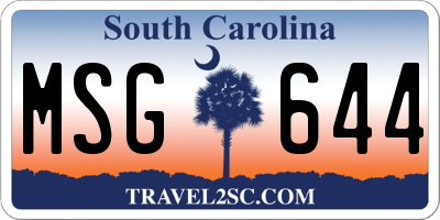 SC license plate MSG644