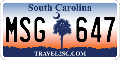 SC license plate MSG647