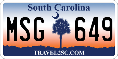 SC license plate MSG649