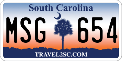 SC license plate MSG654