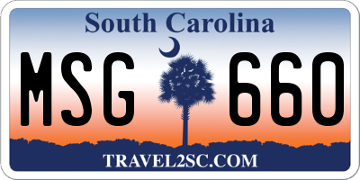 SC license plate MSG660