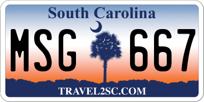 SC license plate MSG667