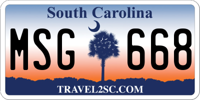 SC license plate MSG668