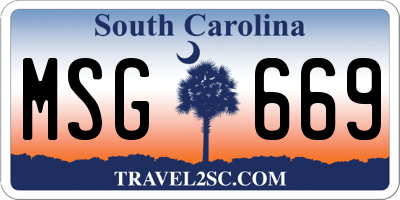 SC license plate MSG669