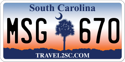 SC license plate MSG670