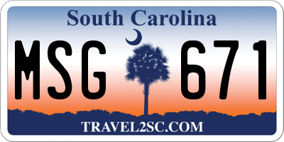 SC license plate MSG671