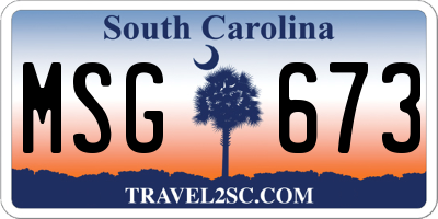 SC license plate MSG673