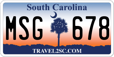 SC license plate MSG678