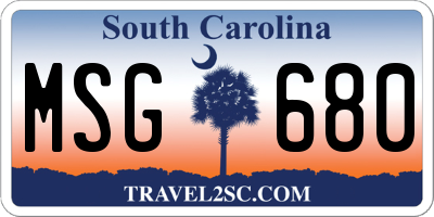 SC license plate MSG680