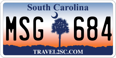 SC license plate MSG684