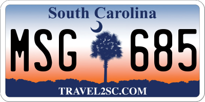 SC license plate MSG685