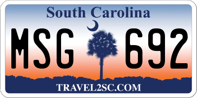 SC license plate MSG692