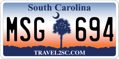 SC license plate MSG694