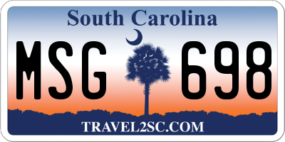 SC license plate MSG698