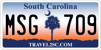 SC license plate MSG709