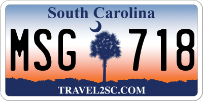 SC license plate MSG718