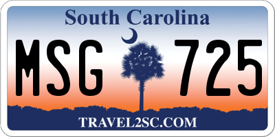 SC license plate MSG725
