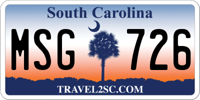 SC license plate MSG726