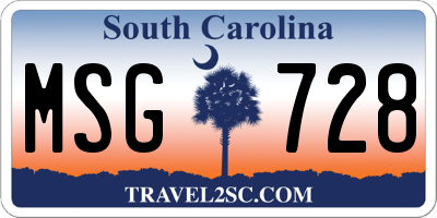 SC license plate MSG728