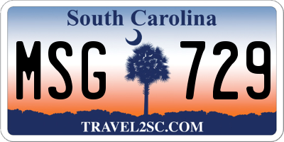 SC license plate MSG729