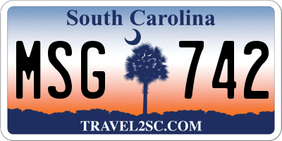 SC license plate MSG742
