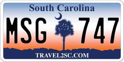 SC license plate MSG747