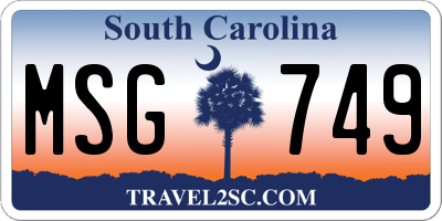 SC license plate MSG749