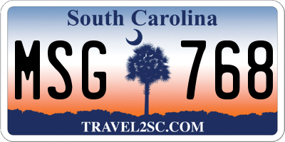 SC license plate MSG768