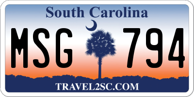 SC license plate MSG794