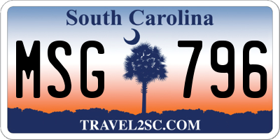 SC license plate MSG796