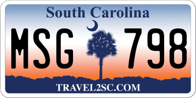 SC license plate MSG798