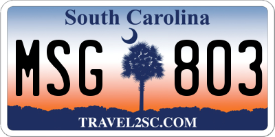 SC license plate MSG803