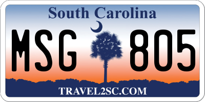 SC license plate MSG805
