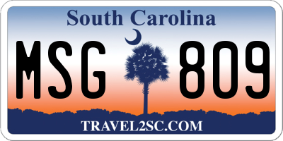 SC license plate MSG809