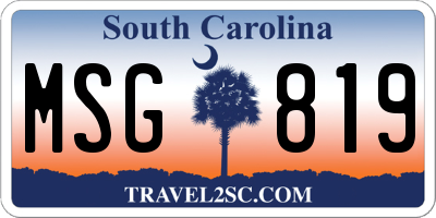 SC license plate MSG819