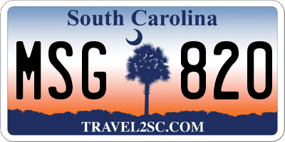 SC license plate MSG820