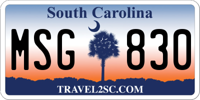 SC license plate MSG830