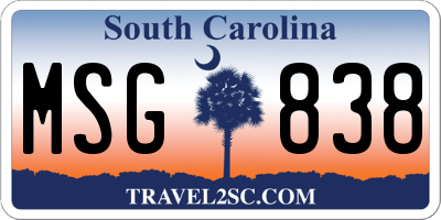 SC license plate MSG838