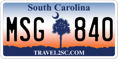 SC license plate MSG840