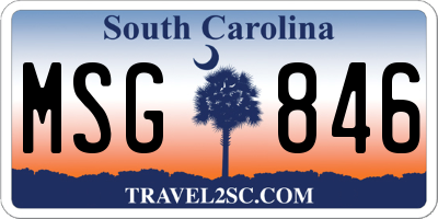SC license plate MSG846