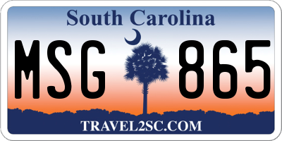 SC license plate MSG865