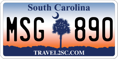 SC license plate MSG890