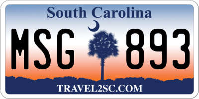 SC license plate MSG893