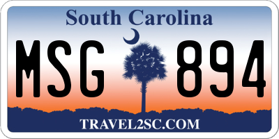 SC license plate MSG894