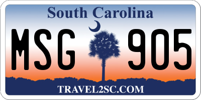 SC license plate MSG905