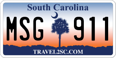 SC license plate MSG911